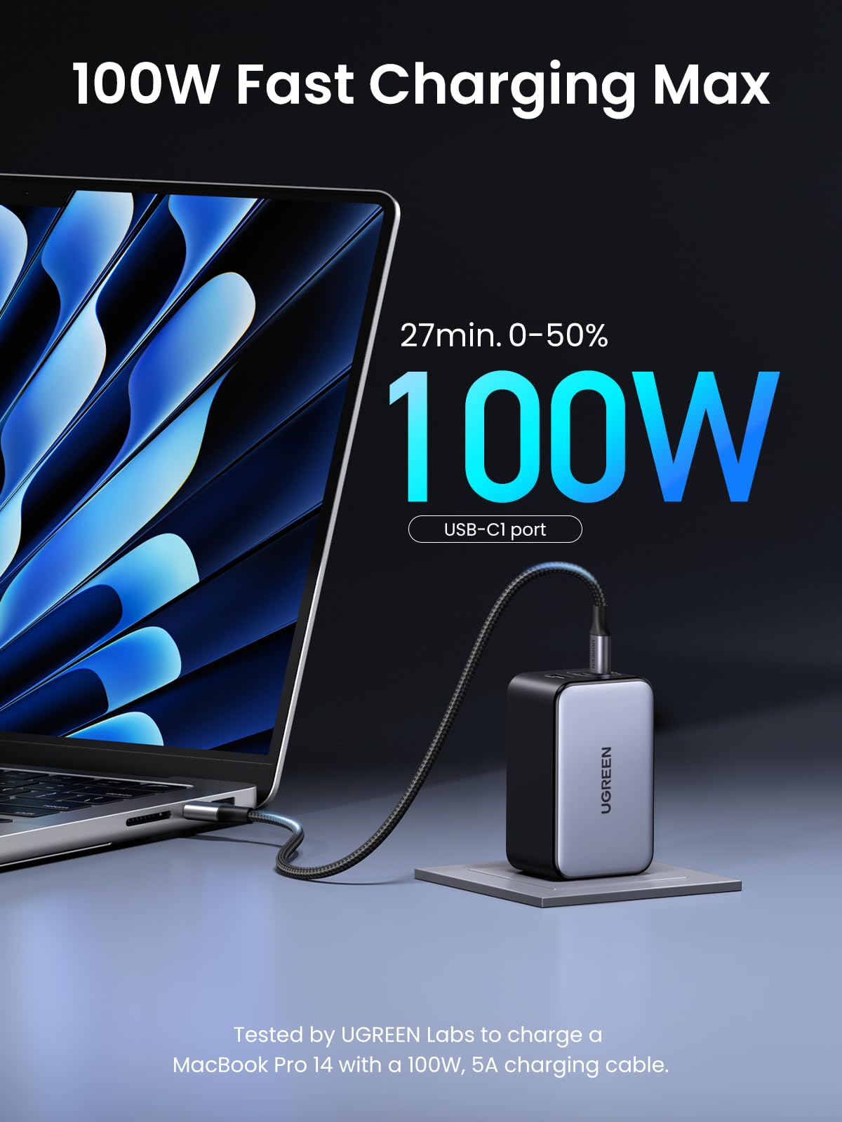 UGREEN Nexode 100W 3-Port Charger with Foldable Plug